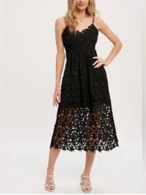 ASTR Black Lace A Line Midi Dress  Size Small